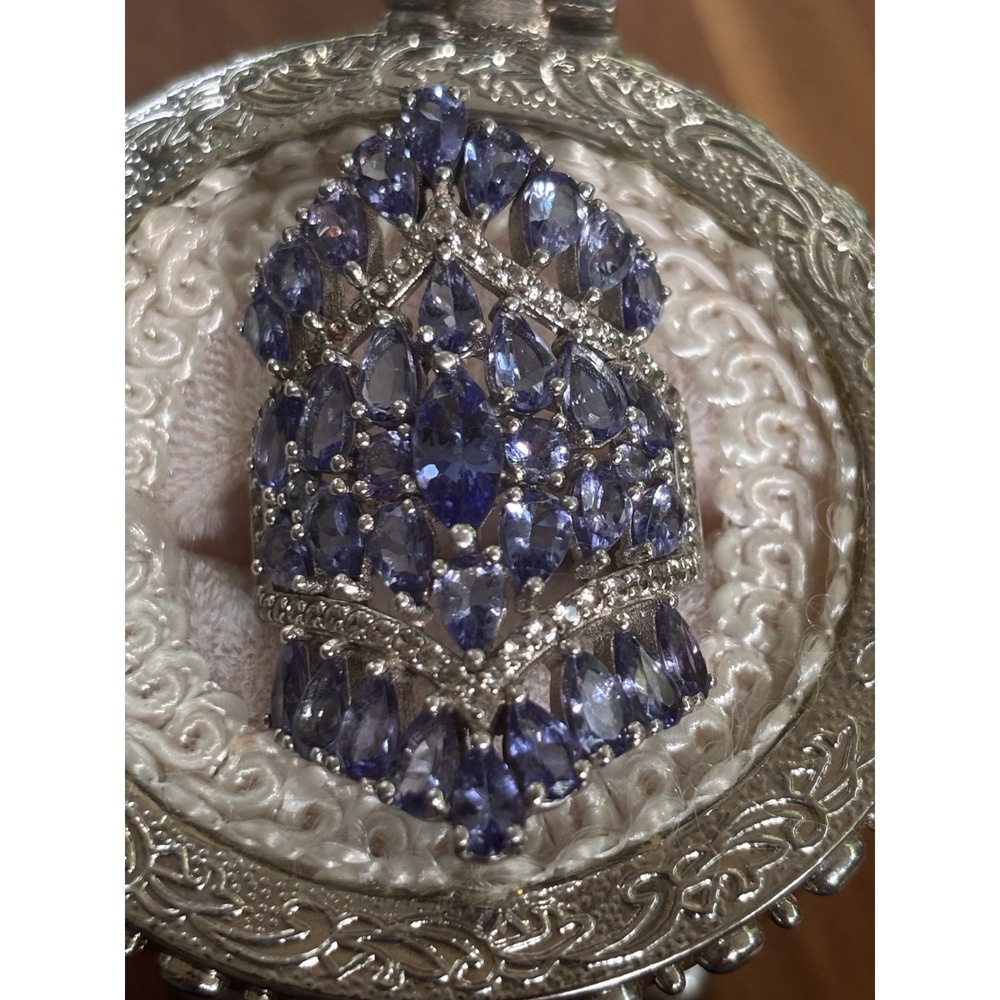 JTV Signed DK Sterling Silver Blue Tanzanite Ring - Size 8